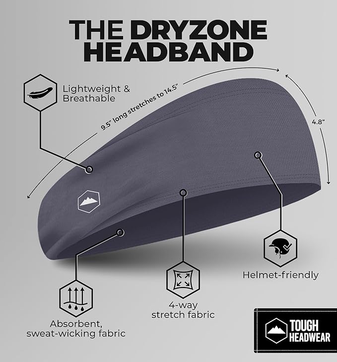 Tough Headwear Sport Headbands for Men - Workout Headbands for Women - Running Headband -Tennis Athletic Sweatband