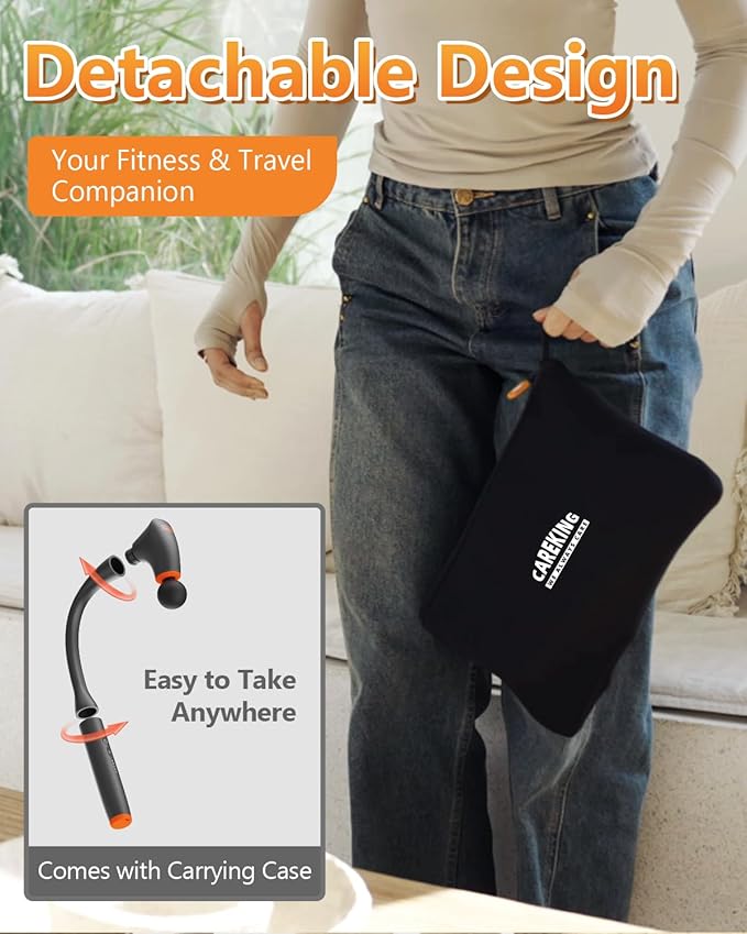 Convertible Massage Gun Deep Tissue for Back Neck Muscle Pain Relief - Electric Handheld Percussion Shoulder Massager Tool with Detachable Long Handle Portable Case