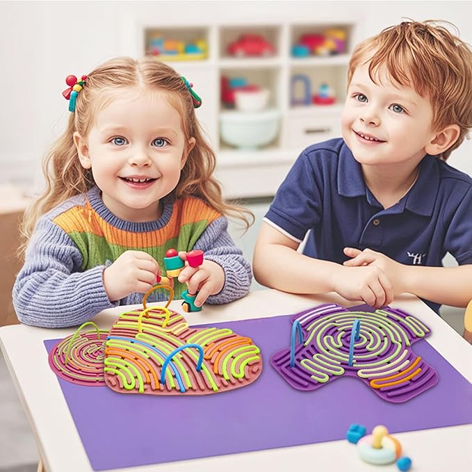 Silicone Sensory Activity Board,Fidget Toy for Calming, Stress, Anxiety, ADHD , Autism , Silent, No Mess , Kids 3+ & Adults,Autism Toys (Airship)