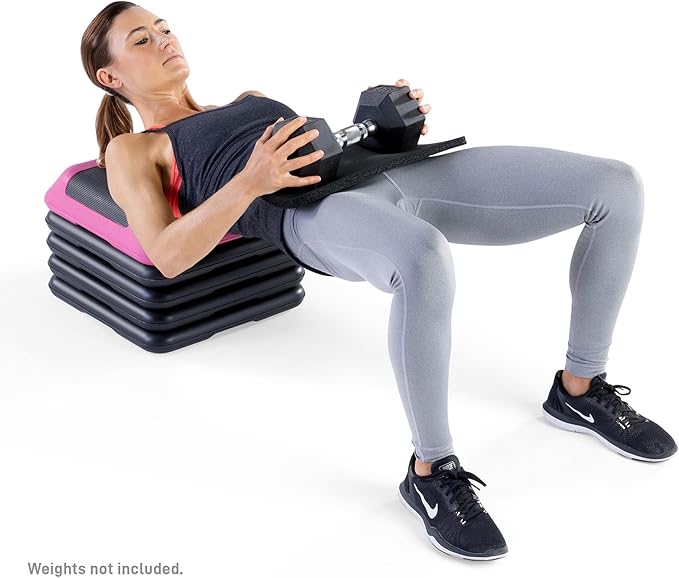 Circuit Fitness by Marcy 16 x 16 inches Adjustable Height Aerobic Step Platform with Adjustable Risers, Non-Slip Rubber Surface, Home Exercise Fitness Training, Multiple Color Options