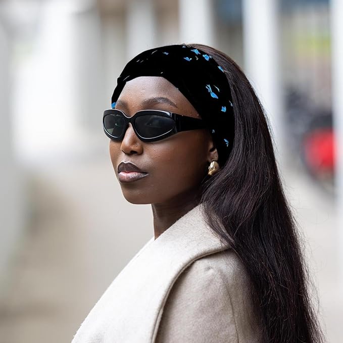 Butterfly on Black Background Headband for Women, Fashionable Sport Hairband, Elastic Wide Headbands Non Slip Workout Yoga Sport