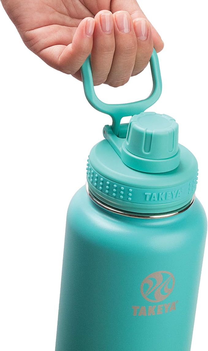 Takeya Actives Water Bottle with Spout Lid - Bottle with Double Stainless Steel Insulation - Dishwasher Safe & BPA-Free - Bottle with Spout Lid & Removable Bumper - 40 oz, Teal