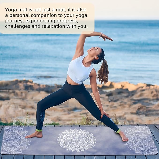 FOLAI Extra Thick Yoga Mat 6mm - Non-Slip Exercise Mat for HIIT, Pilates & Home Workouts & Workout with Free Carry Strap