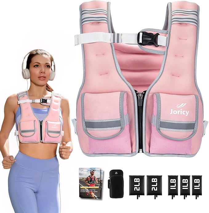 Adjustable Weighted Vest Woman 5-12lb/9-16lb/17-24lb/23-30lb Weight Vest with Reflective Stripe, Zipper Rucking Running Vests for Women Men Workout Walking Strength Training Weight Loss Fitness Weightlifting