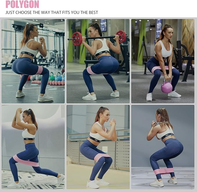 Polygon Resistance Bands for Working Out, Non-Slip Fabric Booty Bands for Women and Men, Exercise Bands for Legs and Butt, Glute & Hip Workout, Pilates & Home Fitness