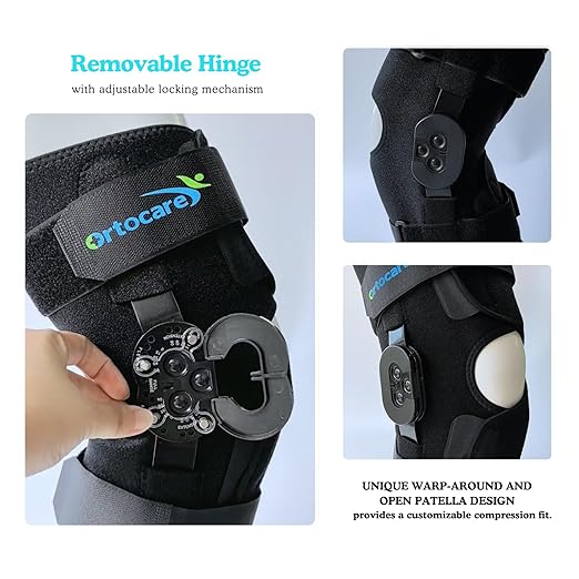 Hinged Knee Brace for Women/Men - Adjustable Knee Immobilizer with Locking Side Stabilizers for ACL/PCL/MCL Ligament Injuries, Meniscus Tear, Arthritis, Post Surgery Recovery