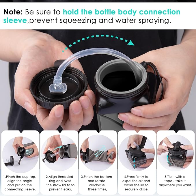 2pcs Collapsible Water Bottles 20.6oz Foldable Water Bottle BPA Free Reusable Lightweight LeakProof Travel Silicone Water Bottles for Travel Gym Hiking Camping Cycling Yoga Sports Outdoor