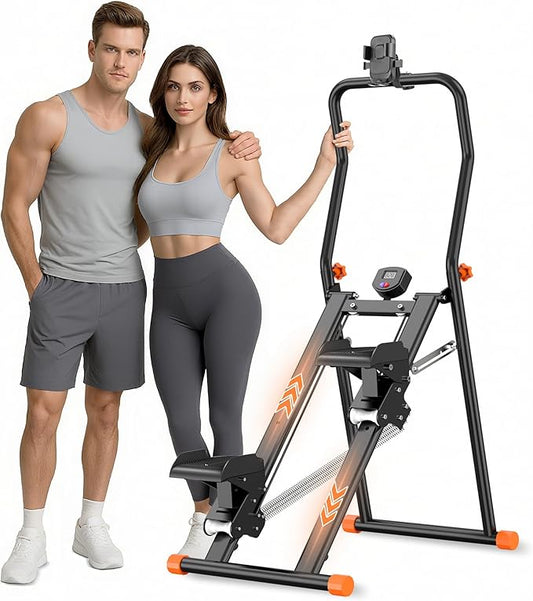 EPHESPORT Stair Stepper for Home Gym, 2.0 Stair Climber with 3-Level Adjustable Resistance ＆ Height, Non-Slip Pedals, Digital Display, Phone Holder, Full-Body Cardio Workout Equipment for Women Men