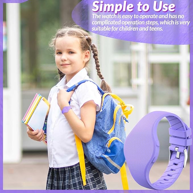 Kids Led Fitness Tracker Watch for Boys Girls, No App, Digital Sport Wristwatch, Waterproof, with Pedometer Alarm Clock, for Teens Children Students Ages 5-16 (Purple)