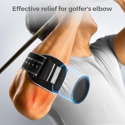 FREETOO Tennis Elbow Brace for Men Women for Tendonitis Relief Treatment, Tennis Elbow Strap with Gel Pad, Golfers Elbow Brace for Men for Pain, Forearm Brace for Medial Epicondylitis Grey S/M
