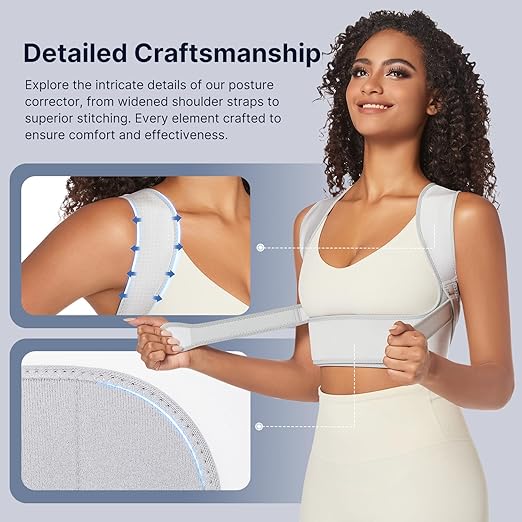 Fit Geno Posture Corrector for Women: Adjustable Lightweight Upper Back Brace for Neck Shoulder & Upper Back Pain Relief - Improve Posture Correct Hunchback Slouching Kyphosis Invisible Under Clothes (XS/S Under Bust 30"-43")