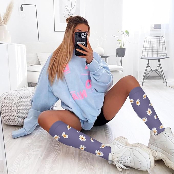 FuelMeFoot 6 Pairs Compression Socks for Women & Men 15-20mmHg Graduated Support Knee High Socks for Nurses, Travel, Athletic