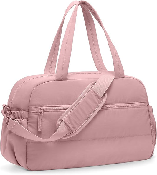 Gym Bag for Women, Travel Duffle Bags with Wet Pocket, Lightweight Carry on Bag Overnight Weekender Duffel Bag, Water Resistant (Mauve Pink)