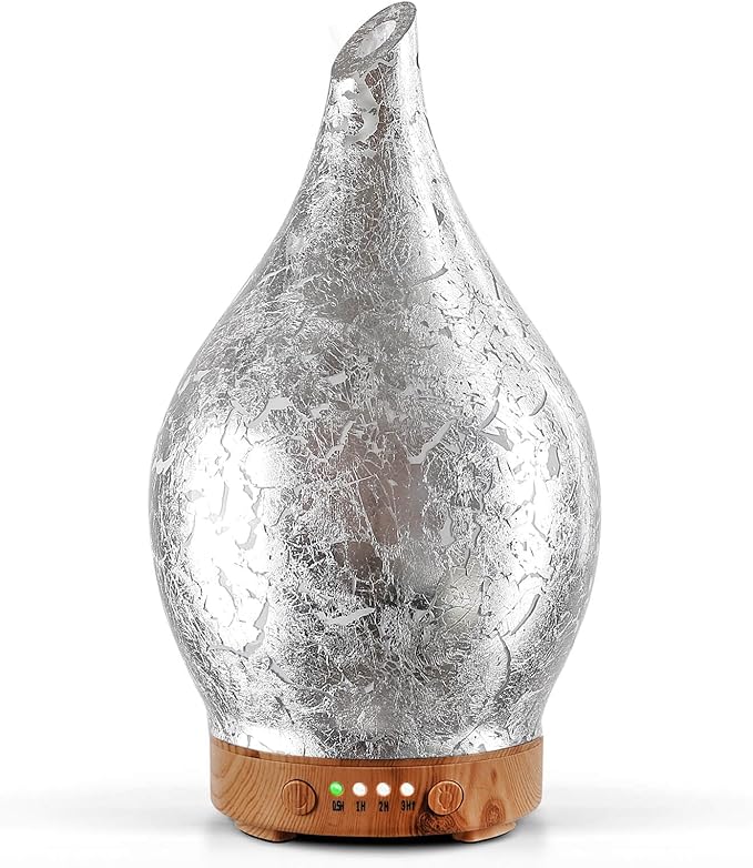 Porseme Essential Oil Diffuser Glass Aromatherapy Ultrasonic Humidifier, Air Refresh Auto Shut-Off, Timer Setting, BPA Free for Home Hotel Yoga Leisure SPA Gift 150ml Last 6H