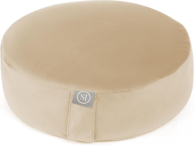 Meditation Cushion Bolster Pillow for Restorative Yoga – Supportive Cushion for Meditation, Pilates, and Relaxation – Filled with Buckwheat Hulls - Removable Cover