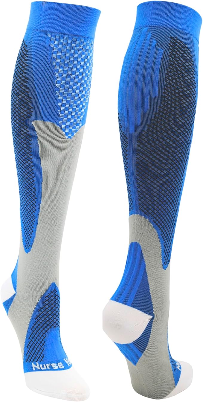 Compression Socks for Nurses - Women & Men - 20-30mmHg Graduated Compression, Zero-Toe Compression, For Medical Staff, Nursing, Athletic Support Such As Running, Cycling, Hiking - 1 Pair