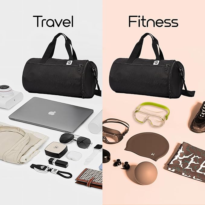 Gym Duffle Bag for Men & Women with Wet & Shoe Separated Compartment, 21 Inch and 30L Large Duffle Bag for travel Carry On, Swimming, Workout, Football. Black