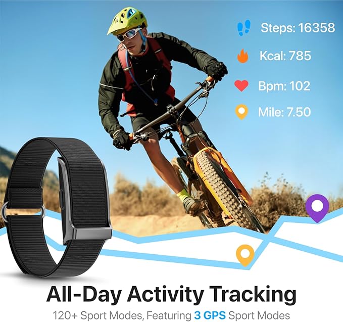 Smart Health Wristband, All-Day Continuous Monitoring, Heart Rate Tracking, Improve Sleep, Wearable Activity & Fitness Tracker, 120+ Sports Modes, 60-Day Battery, with Free App, 2 Bands Included