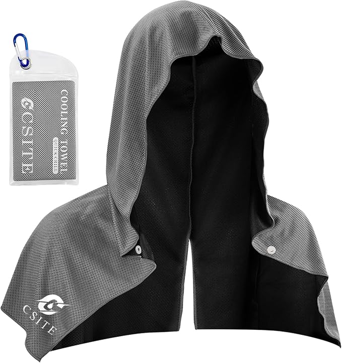Cooling Hoodie Towels, Instant Cooling Towels for Neck and Face, UPF 50 Sun Protection, Ice Towel for Hot Weather, Head Towel for Sports, Camping, Cycling & More Activities