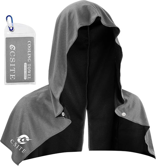 Cooling Hoodie Towels, Instant Cooling Towels for Neck and Face, UPF 50 Sun Protection, Ice Towel for Hot Weather, Head Towel for Sports, Camping, Cycling & More Activities