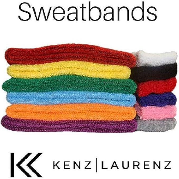 12 Sweatbands Cotton Sports Headbands Terry Cloth Moisture Wicking Athletic Basketball Headband by Kenz Laurenz