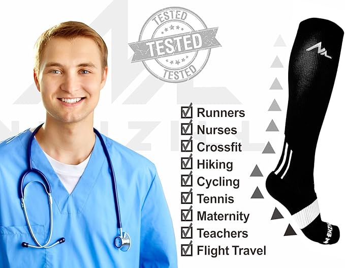 NEWZILL Medical Compression Socks for Women & Men Circulation 20-30 mmHg, Best Support for Running Athletic Cycling Nursing Travel Work and Fitness