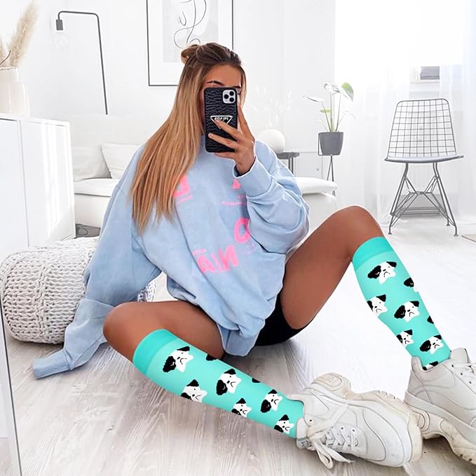 FuelMeFoot 6 Pairs Compression Socks for Women & Men 15-20mmHg Graduated Support Knee High Socks for Nurses, Travel, Athletic