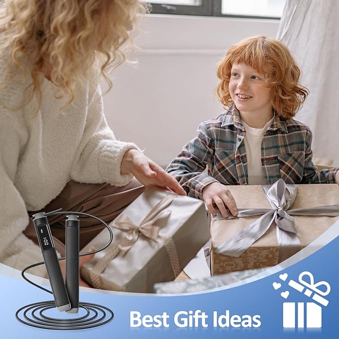 KYTO Smart Jump Rope, High Speed Jump Rope with Counter, Workout Jumping Rope with Steel Ball Bearings, Adjustable Length Speed Skipping Rope, Skipping Rope with App, Fitness Gifts for Adults, Kids