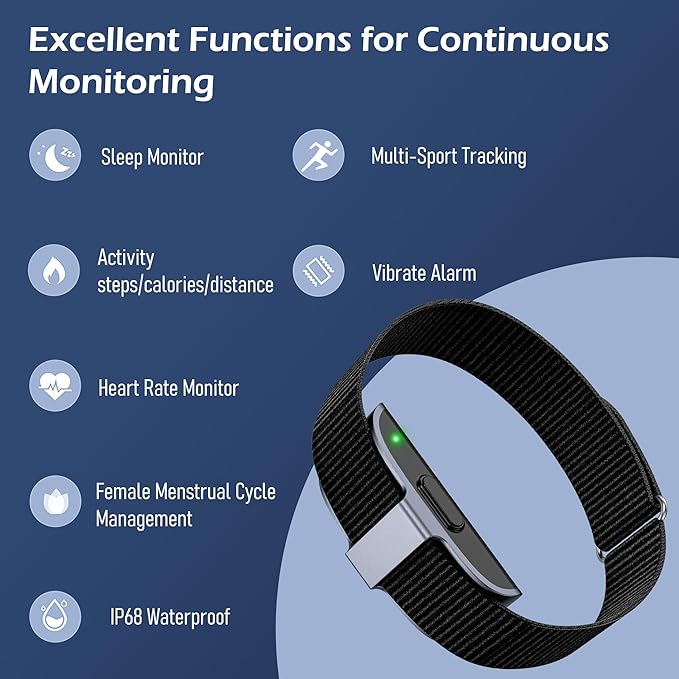 Smart Bracelet Wearable Fitness Tracker Heart Rate Sleep Stress Monitor Multiple Sports Modes Waterproof Screenless Activity Tracker for Android iOS Phones