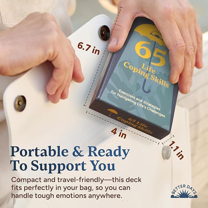 Better Days Coping Cards – 65 Skills & Exercises to Cope with Stress, Anxiety, & Anger – 3.5” x 5” Therapy Flashcards with Affirmations and Guidebook – Nurture Emotional Resilience & Mental Health