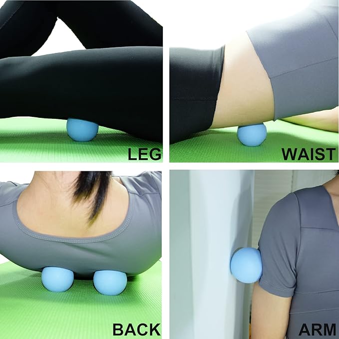 Hard Lacrosse Ball Massage Ball Therapy. Firm Trigger Point Massager Tool for Deep Tissue Yoga Physiotherapy Myofascial Release Muscle Relax Plantar Fasciitis Pain Relief (2 Pack) (Blue)