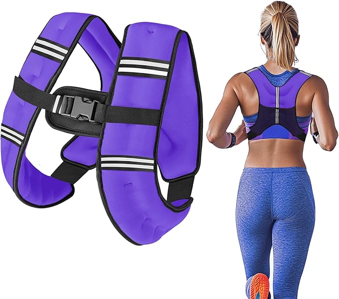 Zikopomi Weighted Vest Woman Man, 6lb/8lb/12lb/16lb/20lb/25lb/30lb Weight Vest with Reflective Stripes for Workout, Strength Training, Running, Fitness, Muscle Building, Weight Loss, Rucking Vest