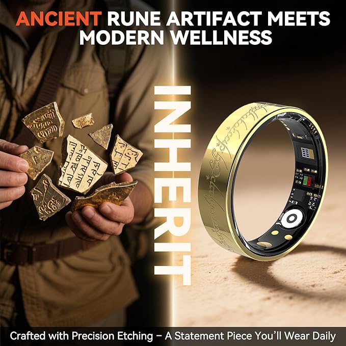 Ultra Smart Ring for Women Men,Health Fitness Tracker with Sleep/Blood Pressure/Oxygen Monitoring, Heart Rate & Activity Tracking,IP68 Waterproof, 5+Day Battery,No Subscription Fee 1-Gold 11 FRAY