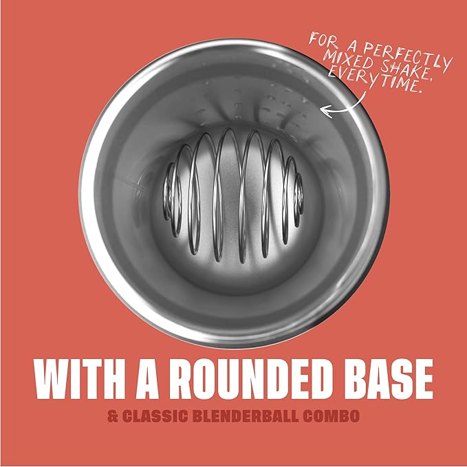 BlenderBottle Strada Shaker Cup Insulated Stainless Steel Water Bottle with Wire Whisk, 24-Ounce, Full Color Coral