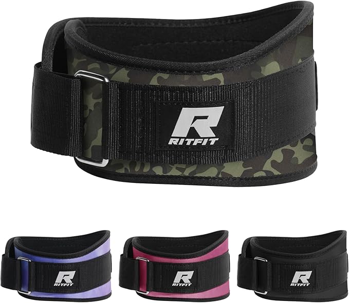 RitFit Weight Lifting Belt - Great for Squats, Lunges, Deadlift, Thrusters - Men and Women - 6 Inch Black/Camouflage