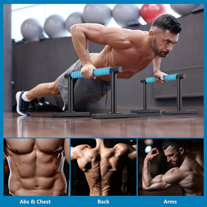 Strength Training Parallettes I-Sit Push Up Bars, Pushup Handles Calisthenics Equipment for Home Workout, Anti-slip Gymnastics Bars, Handstand & Dip Bar for Outdoor Exercise