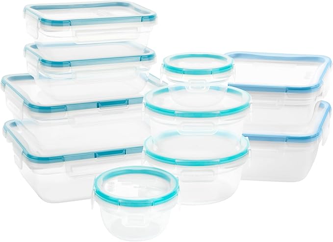 Snapware Total Solutions (10-Pack, Mixed Sizes) Plastic Food Storage Containers Set, Airtight & Leakproof Locking BPA-Free Lids Tupperware, Freezer Dishwasher Microwave Safe