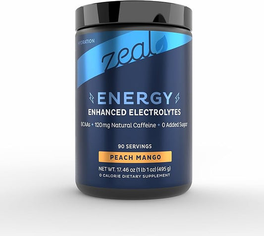 Pre-Workout Electrolyte + Energy Powder Drink Mix (90 Servings | Peach Mango) w/ 0 Sugar +BCAAs +B-Vitamins Electrolyte Supplement w Potassium Zinc & Magnesium for Hydration - Keto Electrolytes