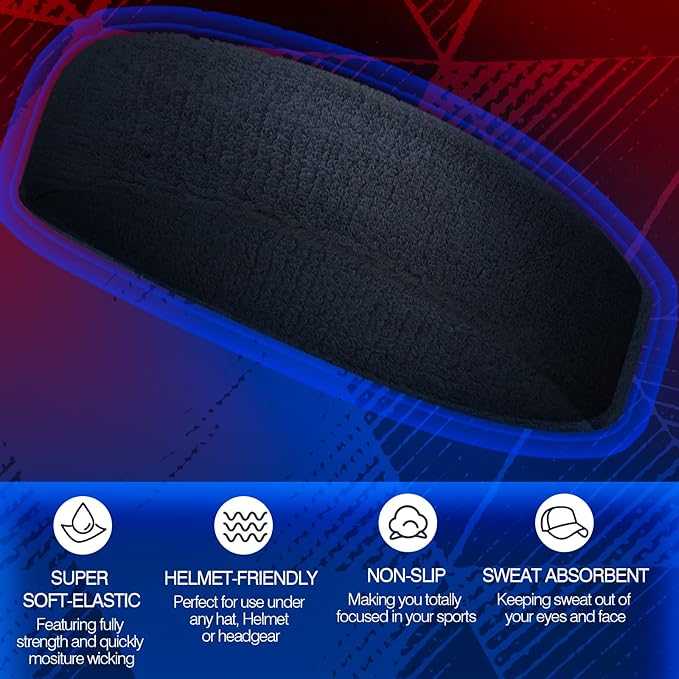 Sweatbands Sports Headband for Men & Women, Moisture Wicking Hairband Athletic Towel Headbands Cotton Head Sweat Bands for Running, Cycling, Yoga, Spa