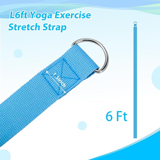 10 Pcs Yoga Strap for Stretching,8 Ft Exercise Adjustable Straps,Yoga Bands with Safe Adjustable D Ring Buckle,Non Elastic Yoga Belt for Pilates Gym Workouts,Physical Therapy,Black