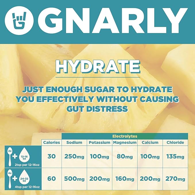 Gnarly Nutrition Hydrate Electrolyte Powder – Pina Colada Exercise Hydration Drink Mix – NSF Contents Certified – Electrolyte Solution, Performance & Recovery – Pina Colada, 14.10 oz