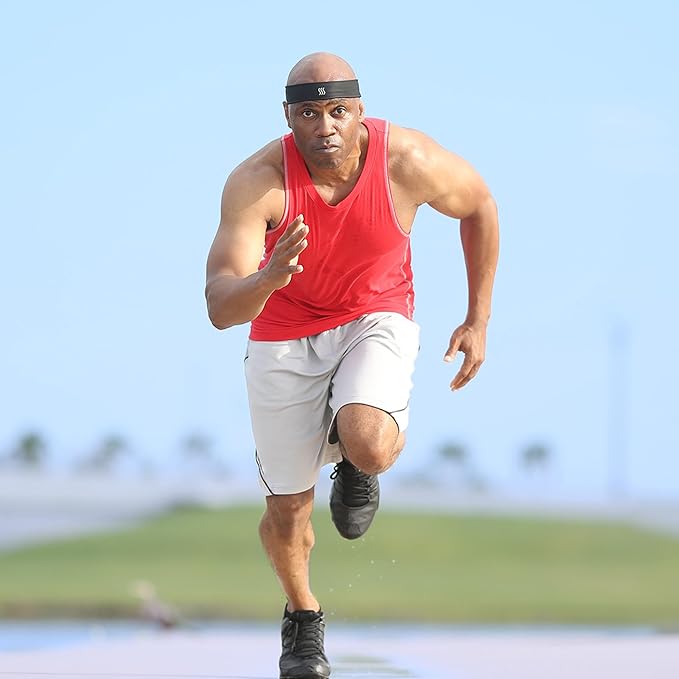 Adjustable Performance Sweat Headband. Hook & Loop Closure, Moisture-Wicking, Non-Slip, Breathable Athletic Headband for Running, Yoga, Gym, and Sports. Unisex Fit