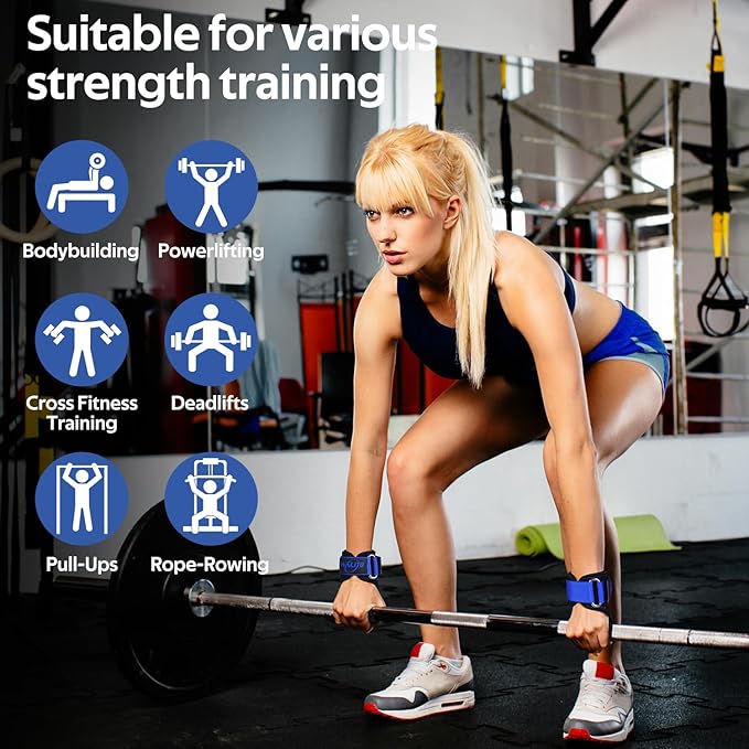 WALITO Weight Lifting Wrist Strap, Double Leather Weightlifting Wrist Straps for Gym Strength Training, Neoprene Padded Wrist Wraps - for Men & Women (Pair)