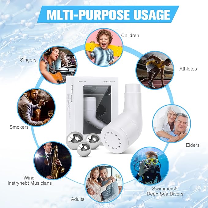 Breathing Exercise Device for Lungs, Lung Exerciser Device with Steel Balls, Drug-Free Therapy Mucus Device for Phlegm Relief Clear