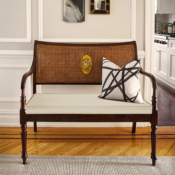 Outdoor Bench Cushion 48x18x3 Inch with Ties, Thick Waterproof Porch Swing Cushions for Patio Furniture Chair Pad, Seat Sofa Garden Replacement Cushion Sponge Filling