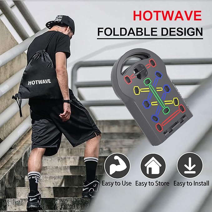 HOTWAVE Portable Exercise Equipment with 16 Gym Accessories.20 in 1 Push Up Board Fitness,Resistance Bands with Ab Roller Wheel,Full Body Workout at Home