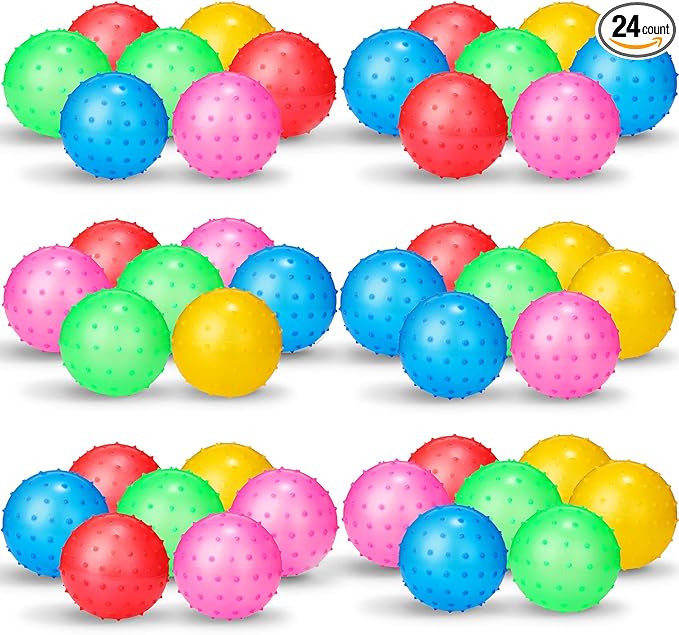 Jerify Knobby Balls 4.72" Bouncy Spiky Sensory Ball Bulk Soft Inflatable Massage Stress Plastic Toy for School Party Outdoor Indoor