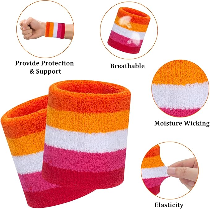 ONUPGO 6 Pieces Sweatbands Set - Sports Headbands Wristbands for Men & Women,Cotton Terry Cloth Sweatband for Tennis,Basketball,Gym,Working Out - Moisture Wicking Elasticity