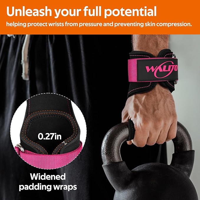 WALITO Weight Lifting Wrist Strap, Double Leather Weightlifting Wrist Straps for Gym Strength Training, Neoprene Padded Wrist Wraps - for Men & Women (Pair)