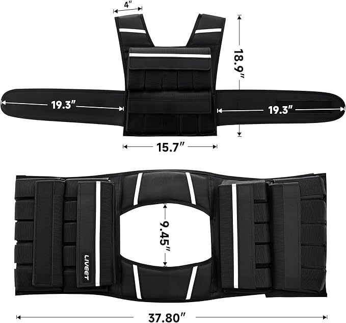 Adjustable Weighted Vest for Men Women, 20lb 30lb 45lb 60lb Weight Vest with 20 Removable Weights, Heavy Duty Running Vest with Reflective Strips for Walking Strength Training Calisthenics